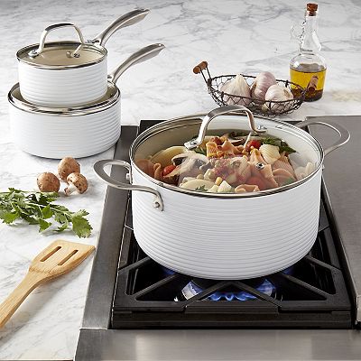 AL Dutchセット Denmark Tools for Cooks Monaco 10-pc. White Nonstick Aluminum