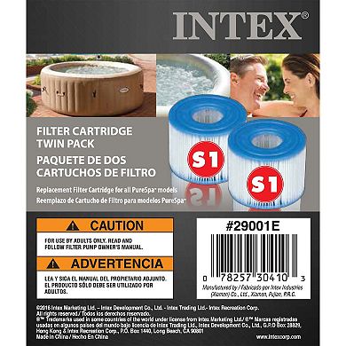 Intex 29001E PureSpa Type S1 Easy Set Spa Filter Replacement Cartridges, 2 Pack