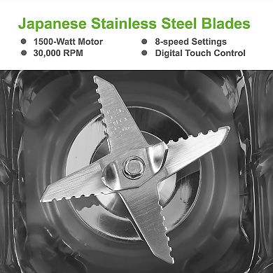 Ventray Professional Countertop Blender, 8-Speed 1500W High Power Smoothie Maker