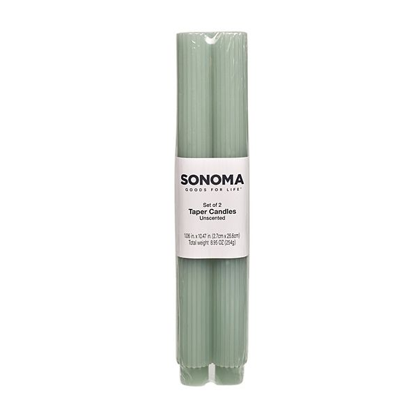 Sonoma Goods For Life® 2Pack Seafoam Green Vertical Ribbed Taper Candles