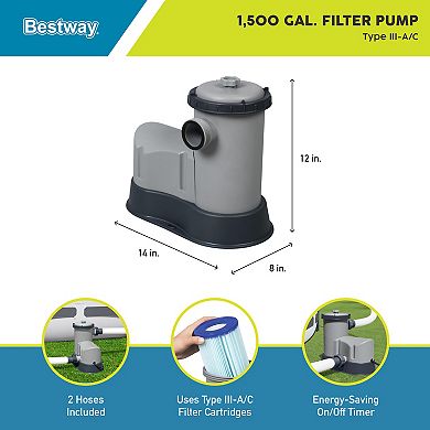 Bestway 58390E Flowclear 1500 GPH Filter Pump for Above Ground Swimming Pool