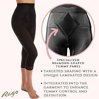 High Waist Capri Pant Liner with Tummy Control Satin Panel