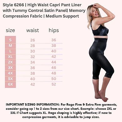 High Waist Capri Pant Liner with Tummy Control Satin Panel