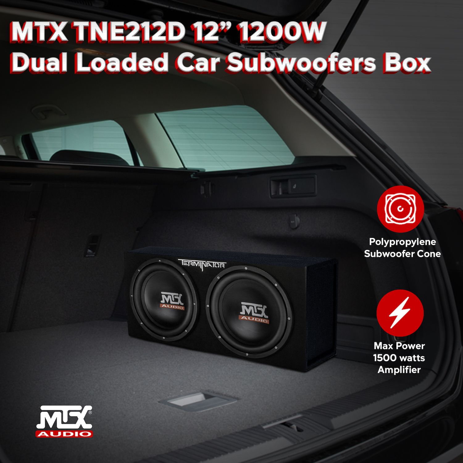 Amplifier Terminator Sub Box MTX Terminator TNP212DV 500w RMS Dual
