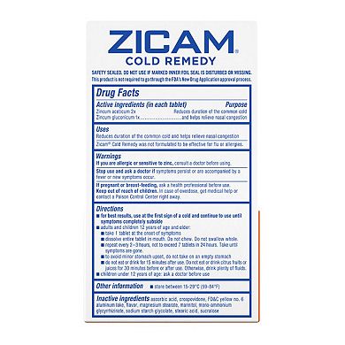 Zicam Zinc Cold Remedy RapidMelts Quick-Dissolve Tablets - Citrus Flavor 25-ct.