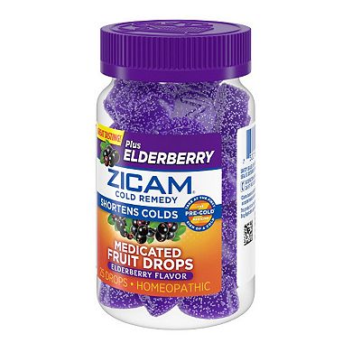 Zicam Zinc Cold Remedy Medicated Fruit Drops Plus Elderberry - 25-ct.