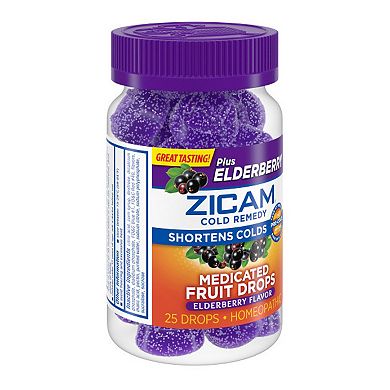 Zicam Zinc Cold Remedy Medicated Fruit Drops Plus Elderberry - 25-ct.