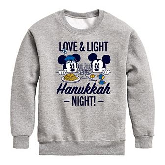 Disney's Mickey Mouse & Friends Boys 8-20 Love & Light Hanukkah Night Fleece Sweatshirt