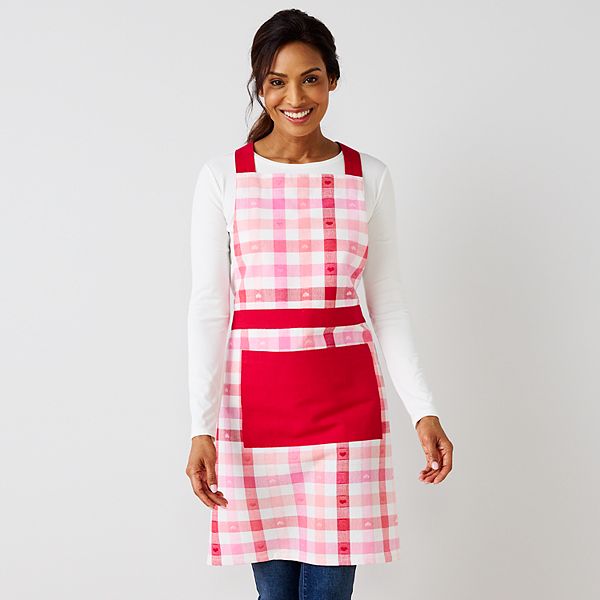 Celebrate Together™ Valentine's Day Dobby Woven Plaid Apron - Bright White