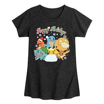 Girls Pokemon Happy Holidays Graphic Tee