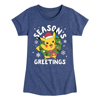 Girls Pokemon Pikachu Season Greetings Graphic Tee