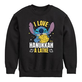 Disney's Lilo & Stitch Boys 8-20 Love Hanukkah A Latke Fleece Sweatshirt