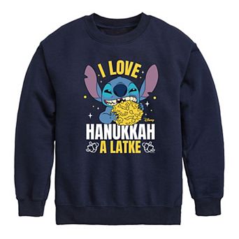 Disney's Lilo & Stitch Boys 8-20 Love Hanukkah A Latke Fleece Sweatshirt