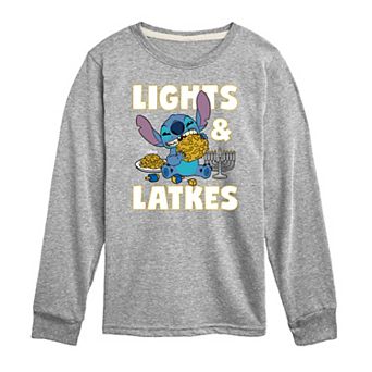 Disney's Lilo & Stitch Boys 8-20 Lights & Latkes Long Sleeve Graphic Tee