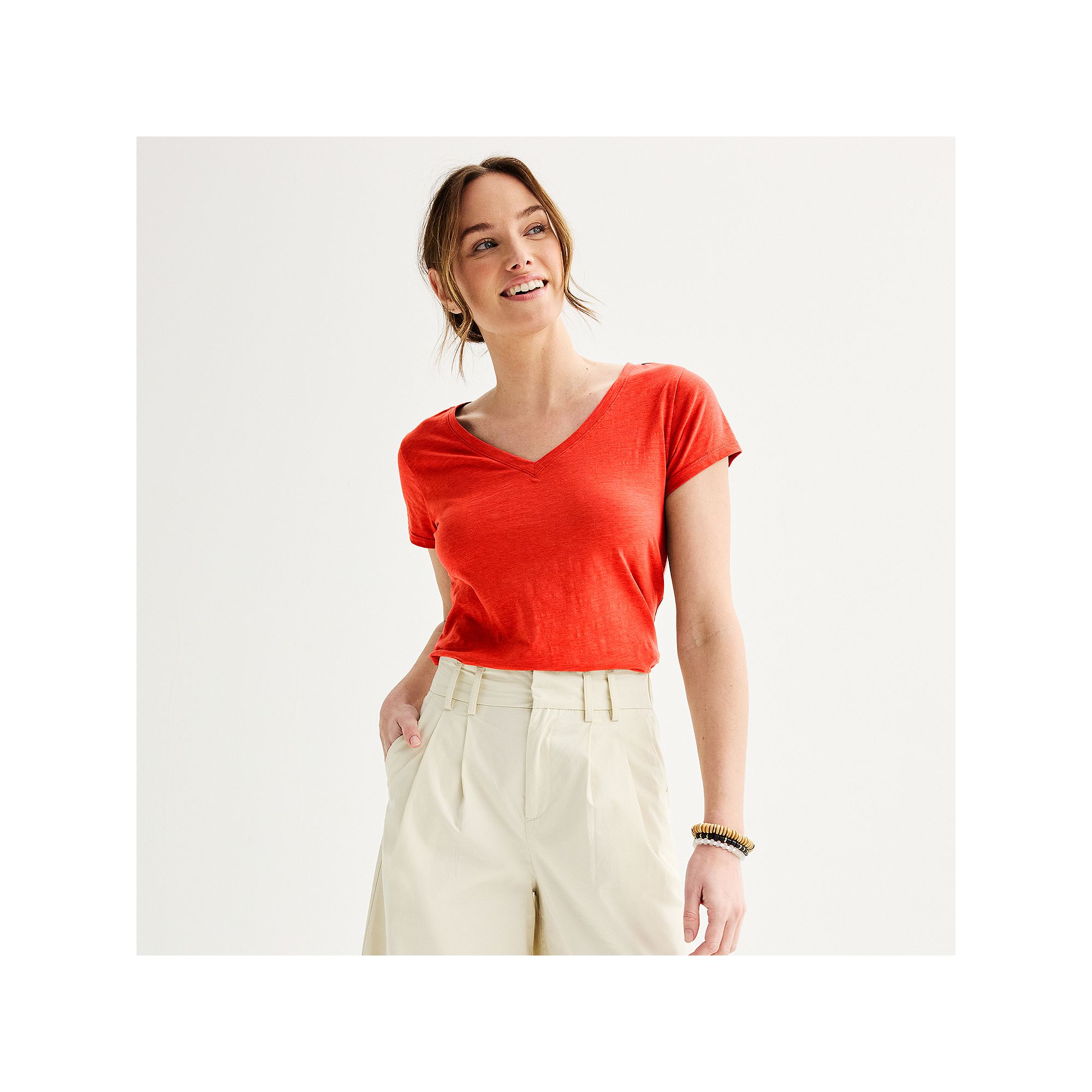 Womens Sonoma Goods For Life® Everyday Short Sleeve V-Neck Tee, Size: XS,