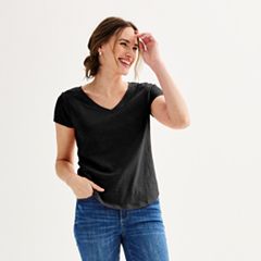 Black Short Sleeve Tops, Clothing