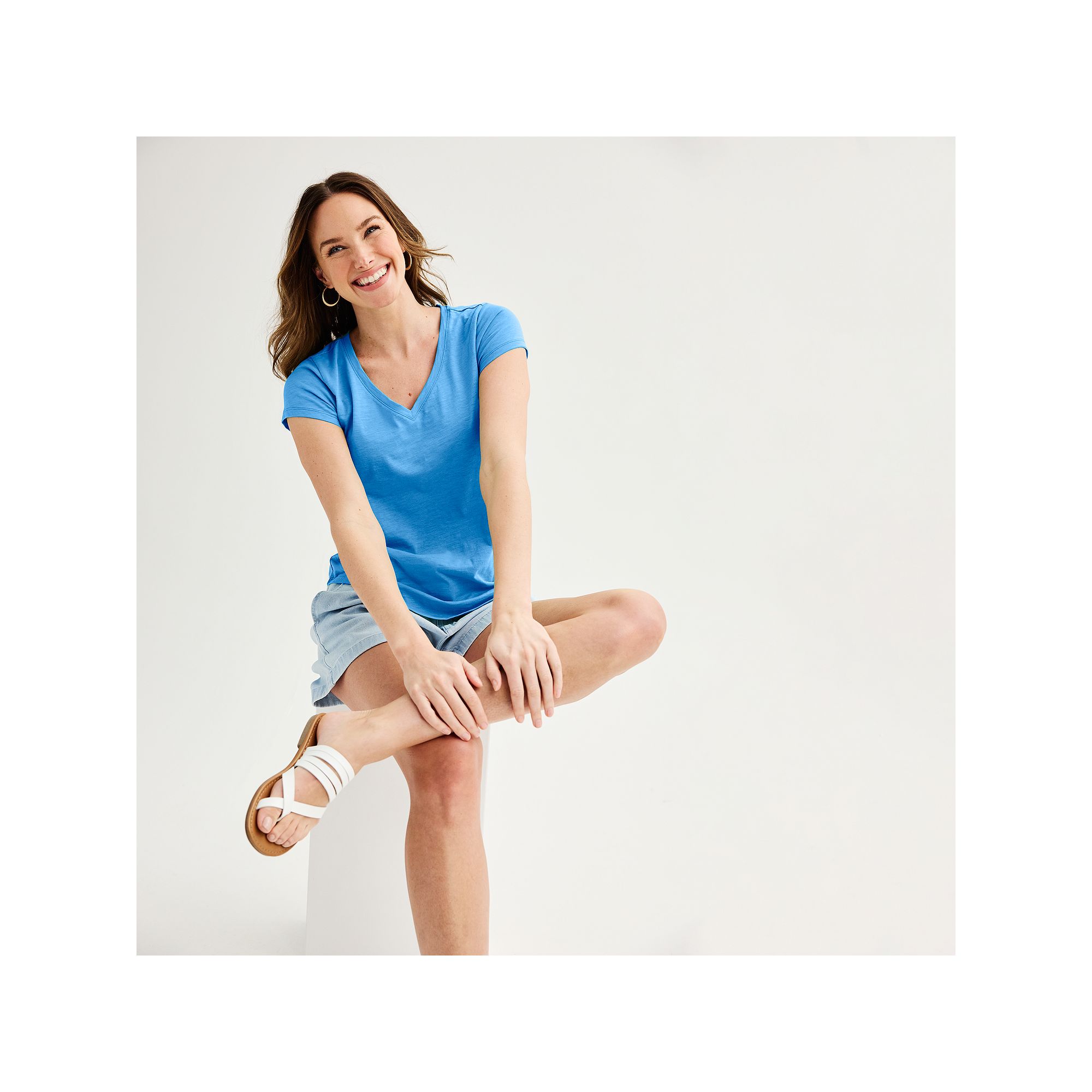 Womens Sonoma Goods For Life® Everyday Short Sleeve V-Neck Tee, Size: XS,