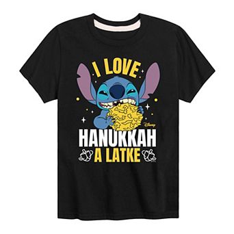 Disney's Lilo & Stitch Boys 8-20 Love Hanukkah A Latke Graphic Tee