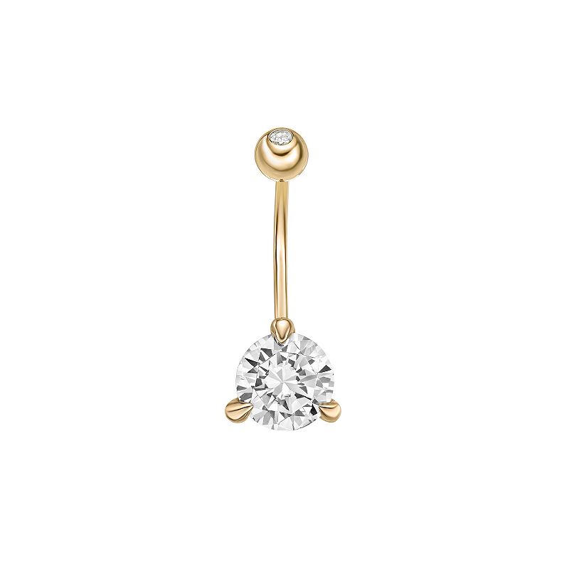 Lila Moon 10k Gold Cubic Zirconia Curved Belly Ring, Women's