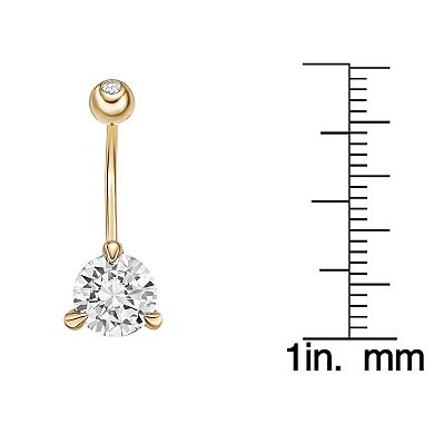 Lila Moon 10k Gold Cubic Zirconia Curved Belly Ring