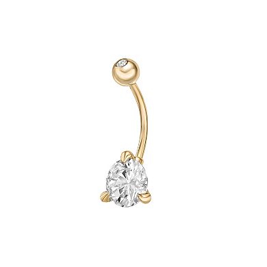 Lila Moon 10k Gold Cubic Zirconia Curved Belly Ring