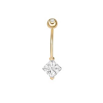 Lila Moon 10k Gold Cubic Zirconia Curved Belly Ring