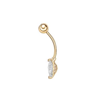 Lila Moon 10k Gold Cubic Zirconia Curved Belly Ring