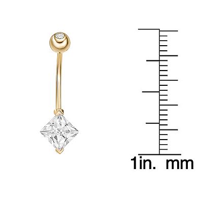 Lila Moon 10k Gold Cubic Zirconia Curved Belly Ring