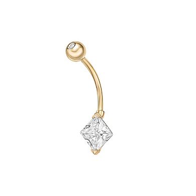 Lila Moon 10k Gold Cubic Zirconia Curved Belly Ring