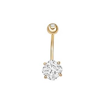 Lila Moon 10k Gold Cubic Zirconia Curved Belly Ring