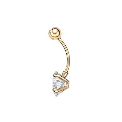 Lila Moon 10k Gold Cubic Zirconia Curved Belly Ring