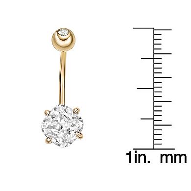 Lila Moon 10k Gold Cubic Zirconia Curved Belly Ring