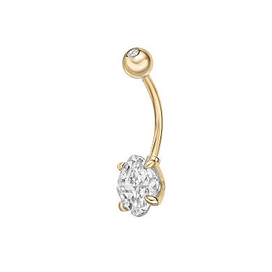 Lila Moon 10k Gold Cubic Zirconia Curved Belly Ring