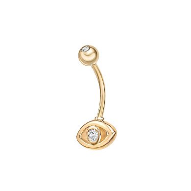 Lila Moon 10k Gold Cubic Zirconia Evil Eye Curved Belly Ring