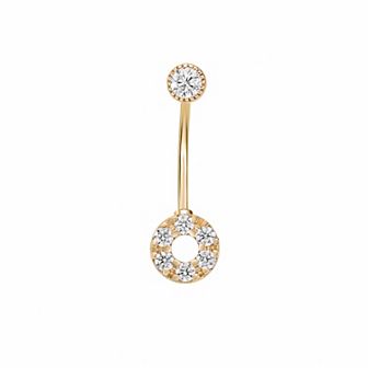 Lila Moon 10k Gold Cubic Zirconia Circle Curved Belly Ring