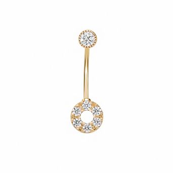 Lila Moon 10k Gold Cubic Zirconia Circle Curved Belly Ring