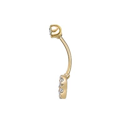 Lila Moon 10k Gold Cubic Zirconia Circle Curved Belly Ring