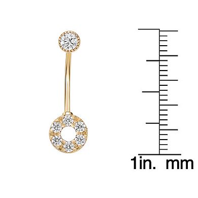 Lila Moon 10k Gold Cubic Zirconia Circle Curved Belly Ring