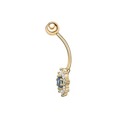 Lila Moon 10k Gold Cubic Zirconia Flower Curved Belly Ring
