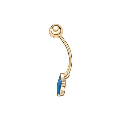 Lila Moon 10k Gold Cubic Zirconia Blue Enamel Star Belly Ring