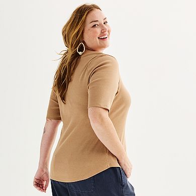 Plus Size Sonoma Goods For Life® Slim Fit Elbow Sleeve Henley