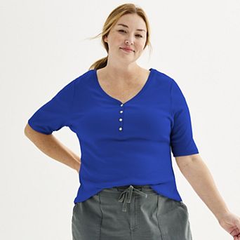 Plus Size Sonoma Goods For Life® Slim Fit Elbow Sleeve Henley