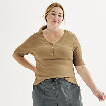 Plus Size Sonoma Goods For Life® Slim Fit Elbow Sleeve Henley