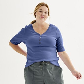 Plus Size Sonoma Goods For Life® Slim Fit Elbow Sleeve Henley