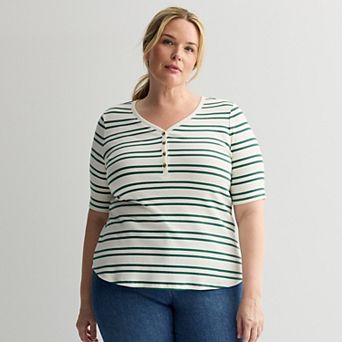 Plus Size Sonoma Goods For Life® Slim Fit Elbow Sleeve Henley