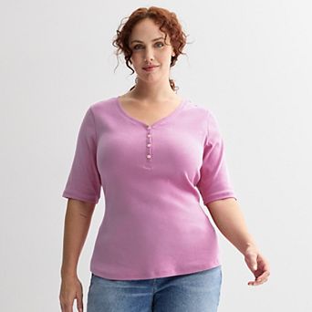 Plus Size Sonoma Goods For Life® Slim Fit Elbow Sleeve Henley