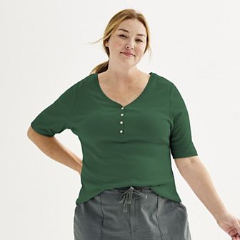 Plus Size Sonoma Goods For Life® Slim Fit Elbow Sleeve Henley