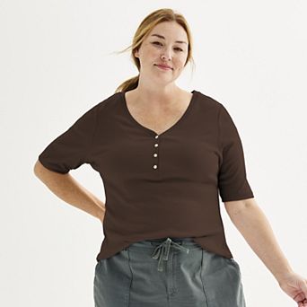 Plus Size Sonoma Goods For Life® Slim Fit Elbow Sleeve Henley