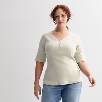 Plus Size Sonoma Goods For Life® Slim Fit Elbow Sleeve Henley