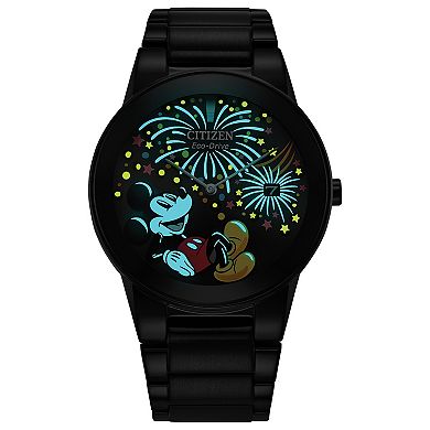 Disney 100th Anniversary Men's Eco-Drive Mickey Mouse Fiesta Black Stainless Bracelet Watch by Citizen - AU1095-57W